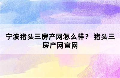 宁波猪头三房产网怎么样？ 猪头三房产网官网